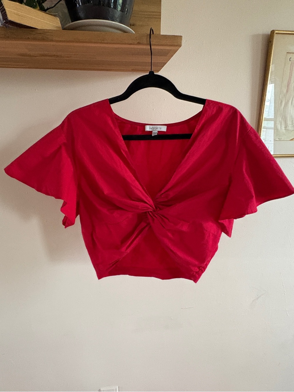 Lucy Paris Red Twist-Front Crop Top